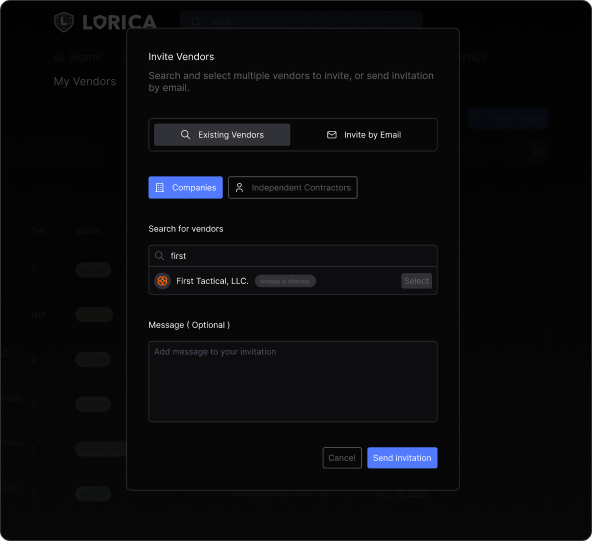 Permissioned vendor network connections
